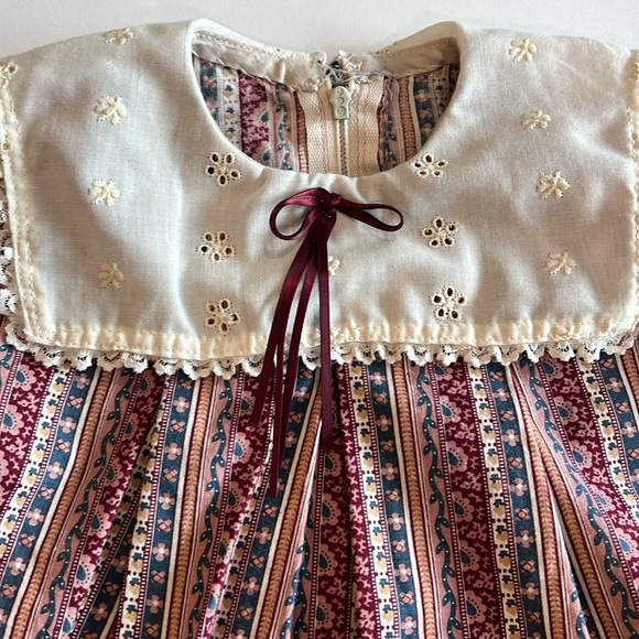 Striped Long Sleeve Baby Dress with Lace Collar - handmade - Picture 3 of 7